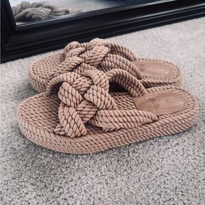 H&M Braided Rope Slide Sandals - Taupe